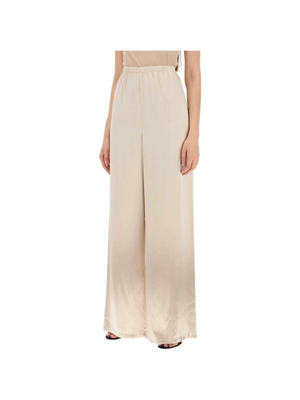 Beige Fluid Wide-Leg Satin Pants FERRAGAMO JOHN JULIA.