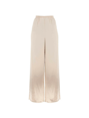 Beige Fluid Wide-Leg Satin Pants FERRAGAMO JOHN JULIA.