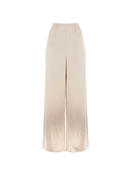 Beige Fluid Wide-Leg Satin Pants FERRAGAMO JOHN JULIA.