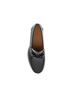 Black Gancini Leather Loafers FERRAGAMO JOHN JULIA.