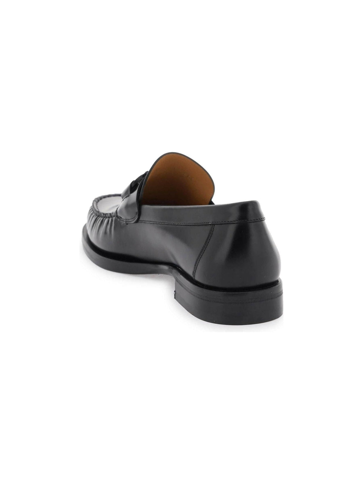 Black Gancini Leather Loafers FERRAGAMO JOHN JULIA.