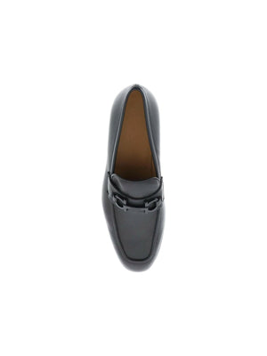 Black Gancini Leather Loafers FERRAGAMO JOHN JULIA.