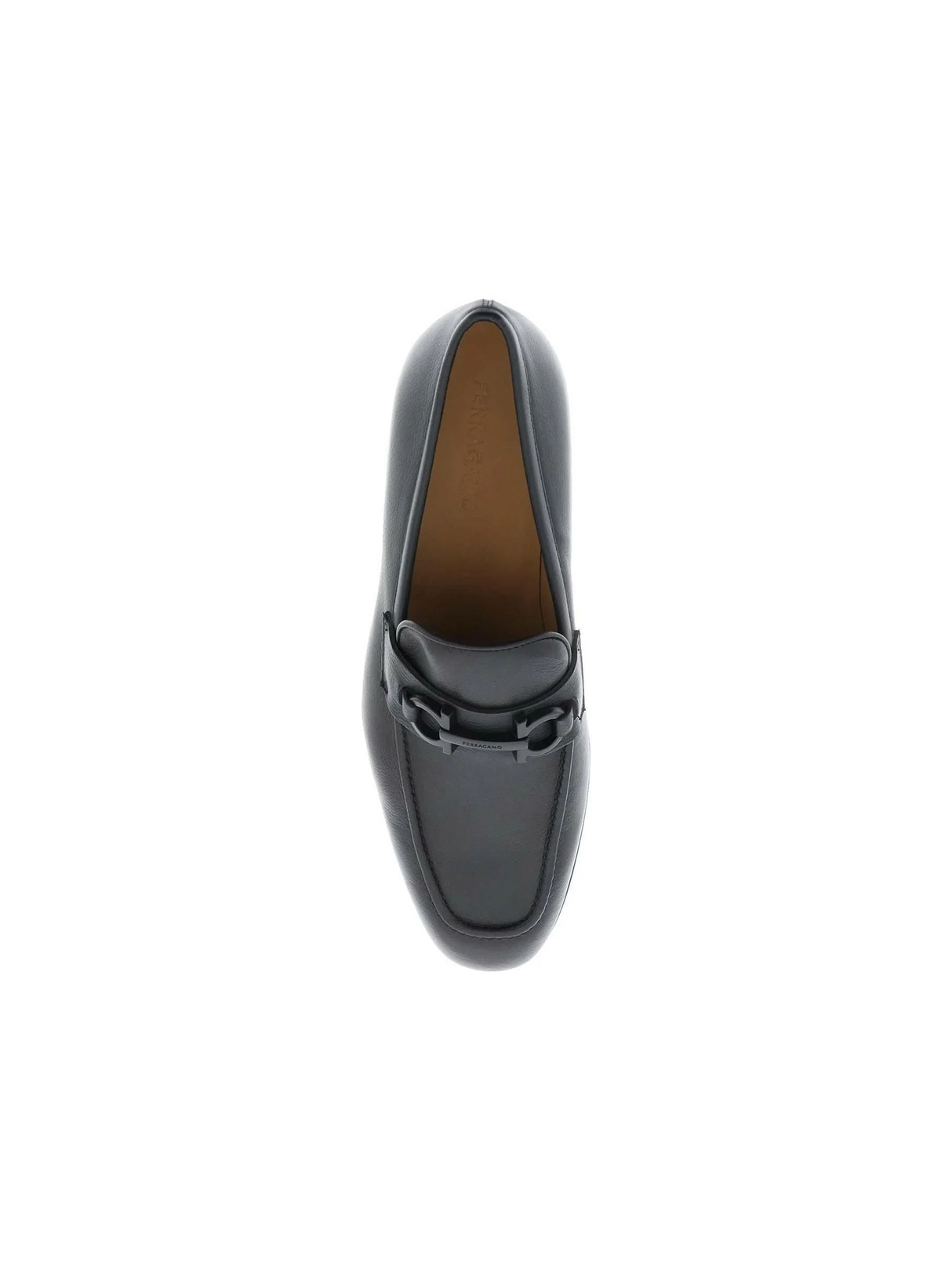 Black Gancini Leather Loafers FERRAGAMO JOHN JULIA.