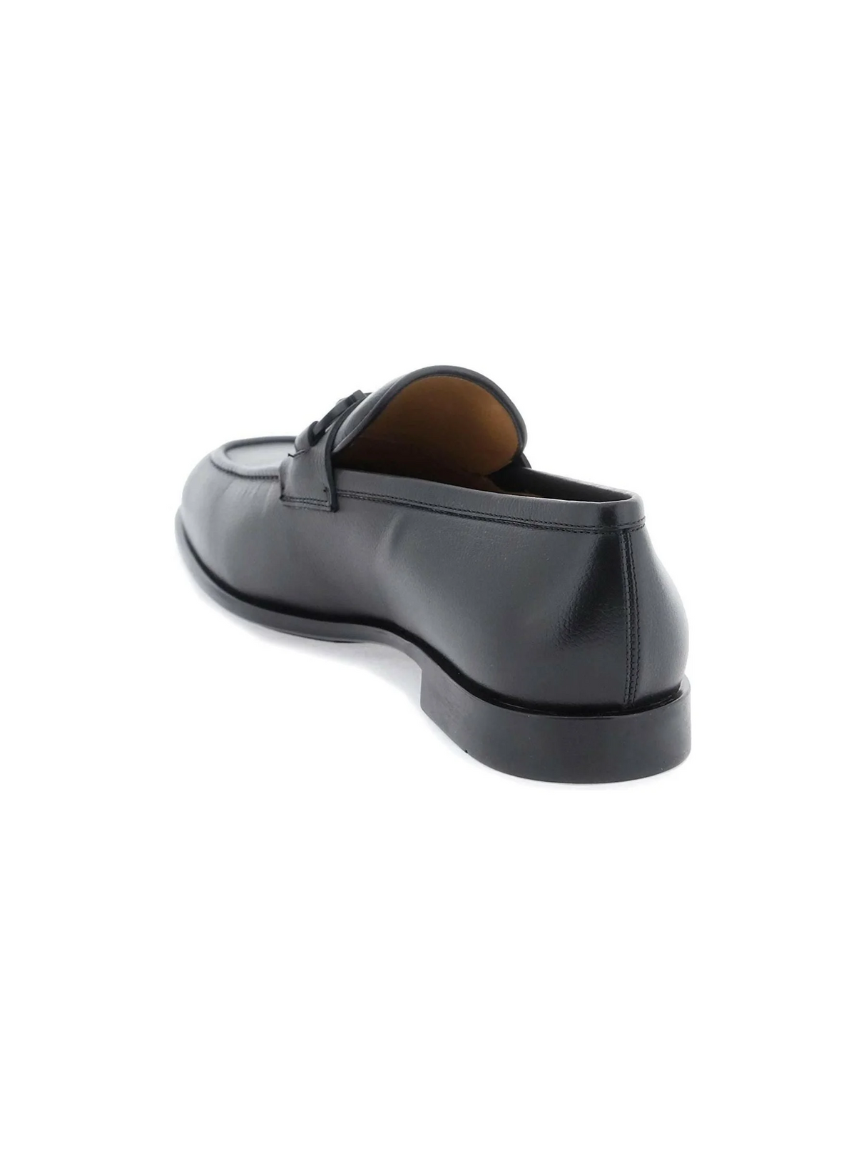 Black Gancini Leather Loafers FERRAGAMO JOHN JULIA.