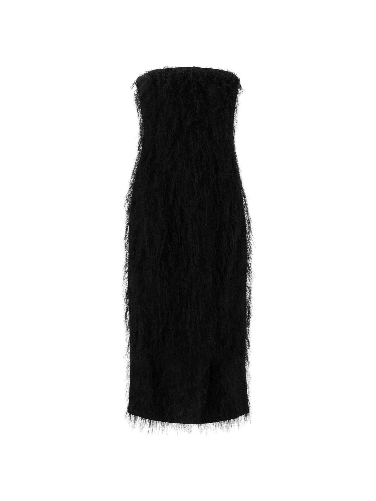 Fringe-Trimmed Sheath Dress Straight Neckline Viscose - Women > Clothing > Dresses > Midi