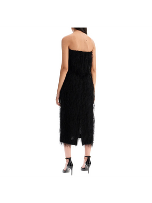 Fringe-Trimmed Sheath Dress Straight Neckline Viscose - Women > Clothing > Dresses > Midi