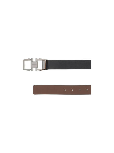 Gancini Buckle Leather Belt.