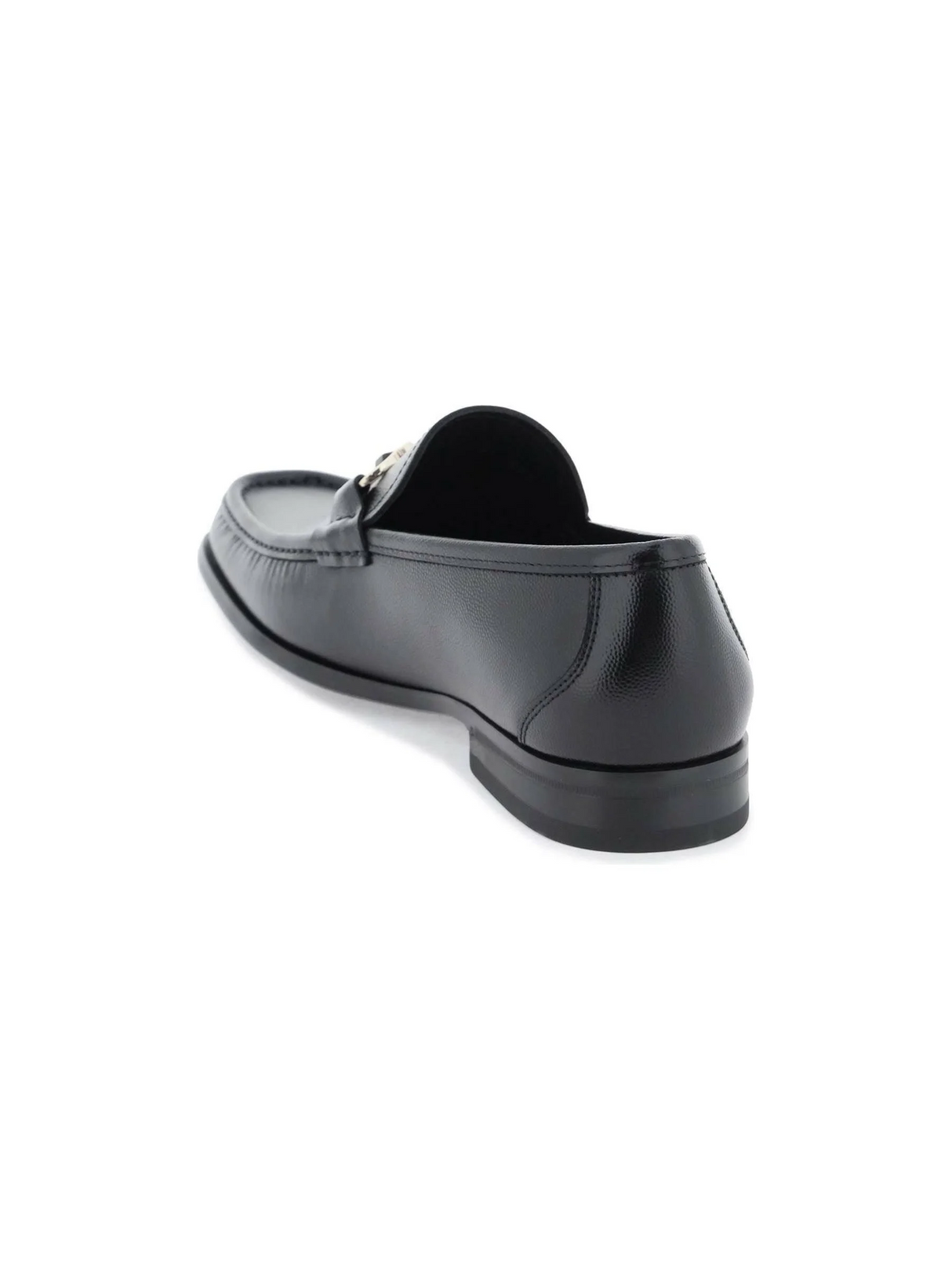 Black Gancini Grained Leather Loafer FERRAGAMO JOHN JULIA.