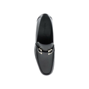 Black Gancini Grained Leather Loafer FERRAGAMO JOHN JULIA.