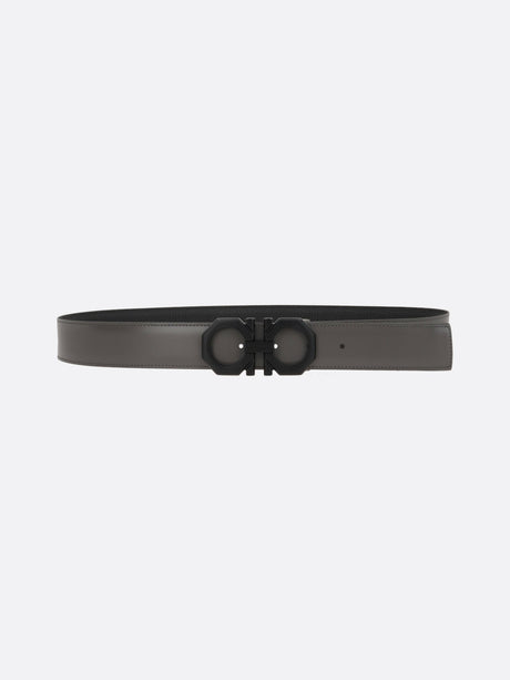 Gancini Grainy And Smooth Leather Reversible Belt-FERRAGAMO-JOHN JULIA