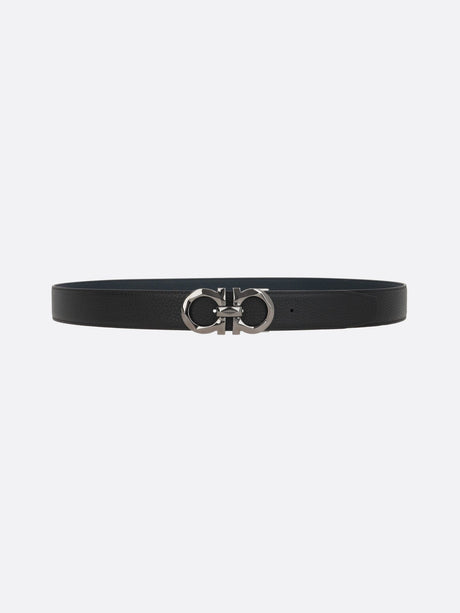 Gancini Grainy Leather Reversible Belt-FERRAGAMO-JOHN JULIA