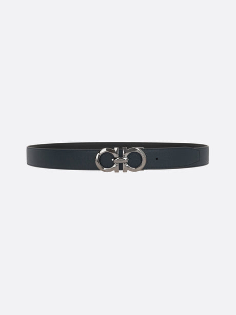 Gancini Grainy Leather Reversible Belt-FERRAGAMO-JOHN JULIA