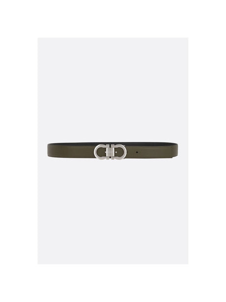 Gancini Grainy Leather Reversible Belt-FERRAGAMO-JOHN JULIA