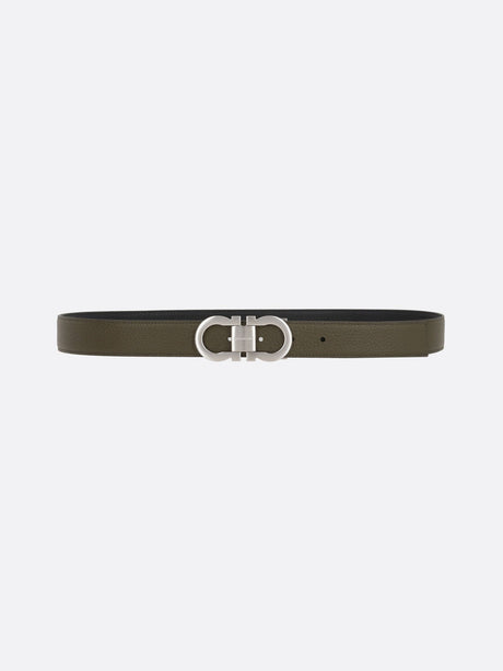 Gancini Grainy Leather Reversible Belt-FERRAGAMO-JOHN JULIA