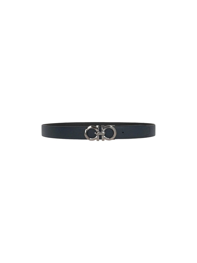 FERRAGAMO-Gancini Grainy Leather Reversible Belt-JOHN JULIA