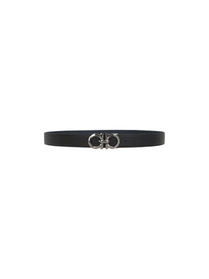 FERRAGAMO-Gancini Grainy Leather Reversible Belt-JOHN JULIA