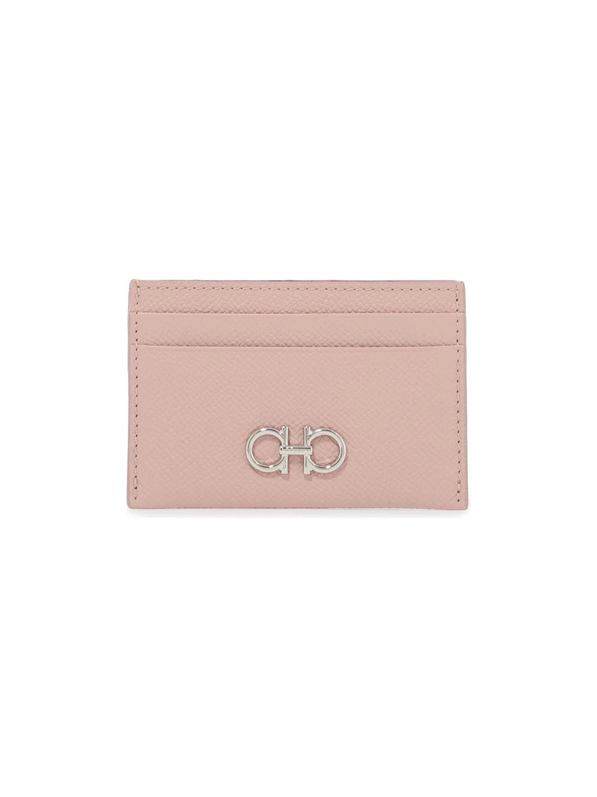 FERRAGAMO-Gancini Hammered Leather Card Holder-JOHN JULIA