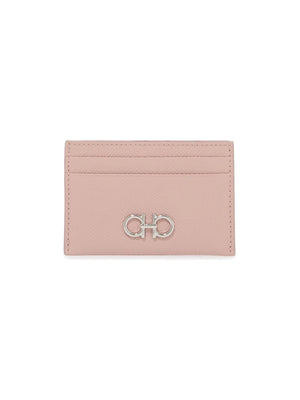 FERRAGAMO-Gancini Hammered Leather Card Holder-JOHN JULIA