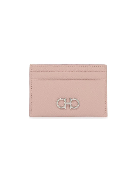 FERRAGAMO-Gancini Hammered Leather Card Holder-JOHN JULIA