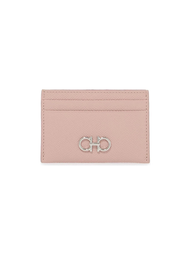 FERRAGAMO-Gancini Hammered Leather Card Holder-JOHN JULIA