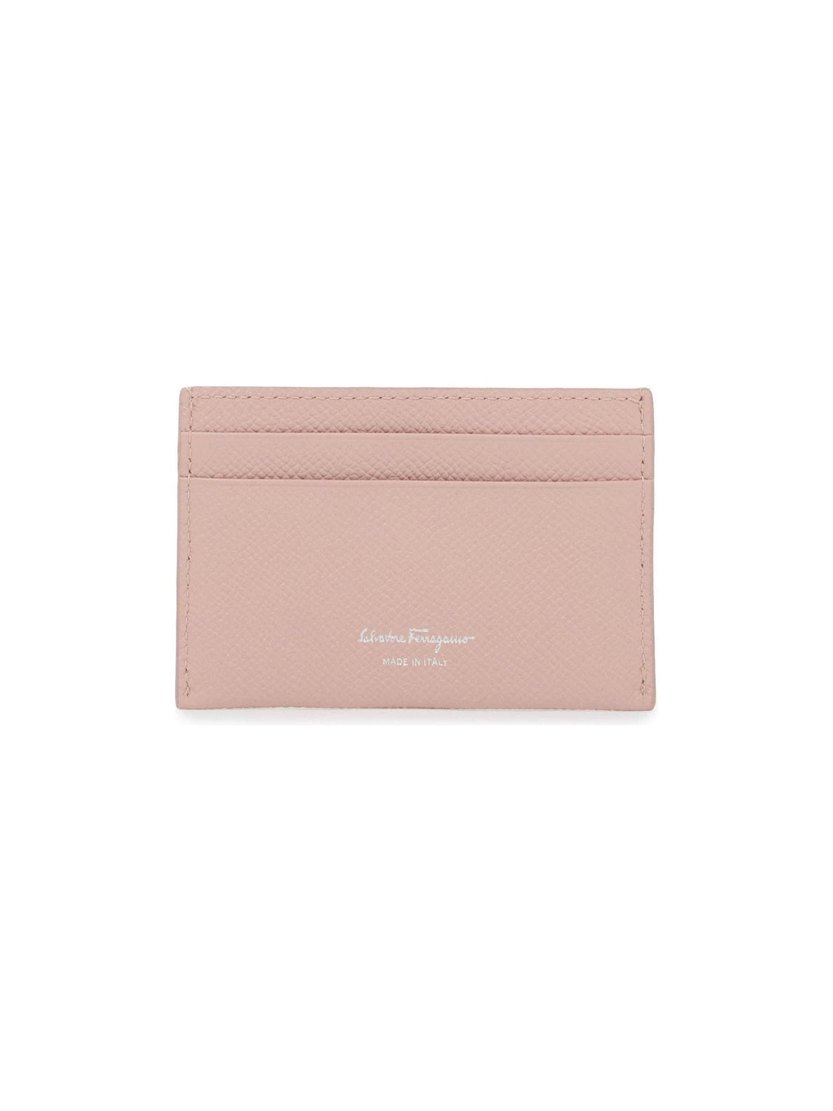 FERRAGAMO-Gancini Hammered Leather Card Holder-JOHN JULIA