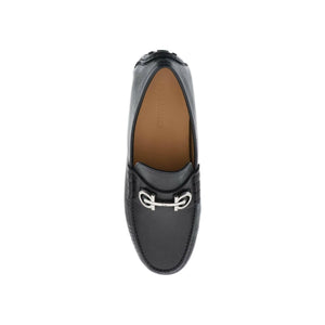 Black Gancini Leather Drivers FERRAGAMO JOHN JULIA.