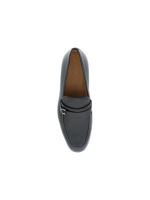 Black Gancini Leather Loafers FERRAGAMO JOHN JULIA.