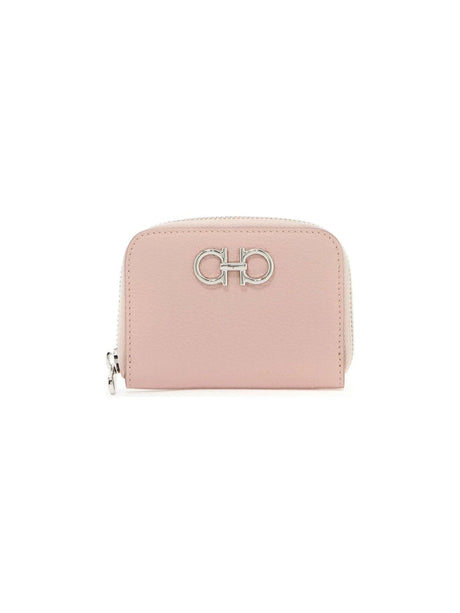 Gancini Leather Zippered Credit Card Holder.