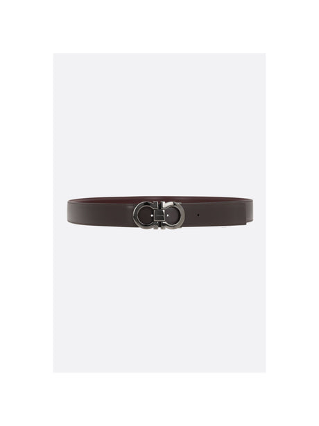 FERRAGAMO-Gancini Shiny Leather Reversible Belt-JOHN JULIA