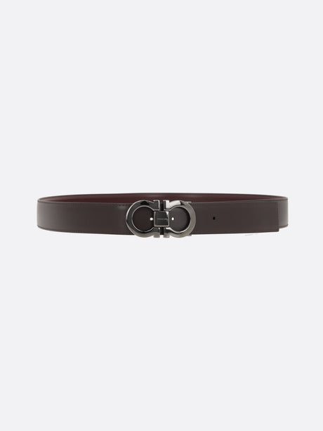 Gancini Shiny Leather Reversible Belt-FERRAGAMO-JOHN JULIA