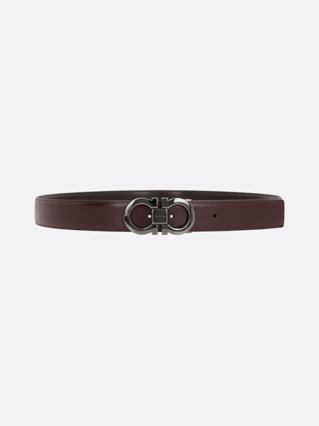 Gancini Shiny Leather Reversible Belt-FERRAGAMO-JOHN JULIA