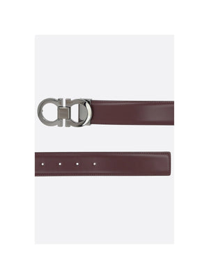 Gancini Shiny Leather Reversible Belt-FERRAGAMO-JOHN JULIA