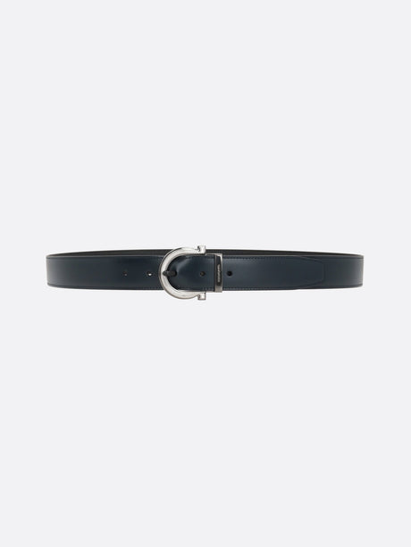 Gancini Smooth And Grainy Leather Reversible Belt-FERRAGAMO-JOHN JULIA