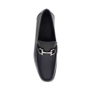 Midnight Blue Gancini Smooth Leather Loafers FERRAGAMO JOHN JULIA.