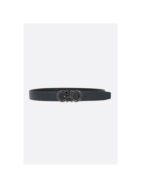 Gancini Textured Leather Reversible Belt-FERRAGAMO-JOHN JULIA