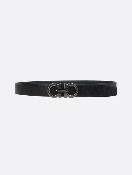 Gancini Textured Leather Reversible Belt-FERRAGAMO-JOHN JULIA