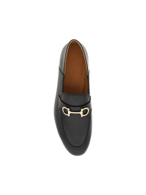 Black Gancini Leather Loafers FERRAGAMO JOHN JULIA.