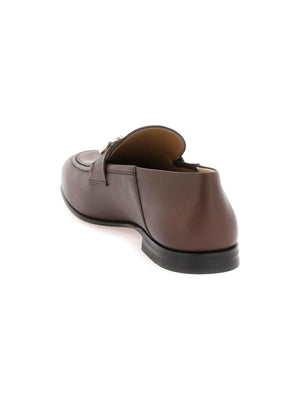 Chocolate Brown Gancini Leather Loafers FERRAGAMO JOHN JULIA.