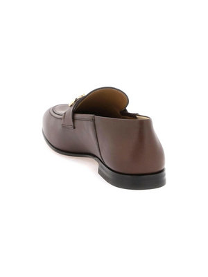 Chocolate Brown Gancini Leather Loafers FERRAGAMO JOHN JULIA.