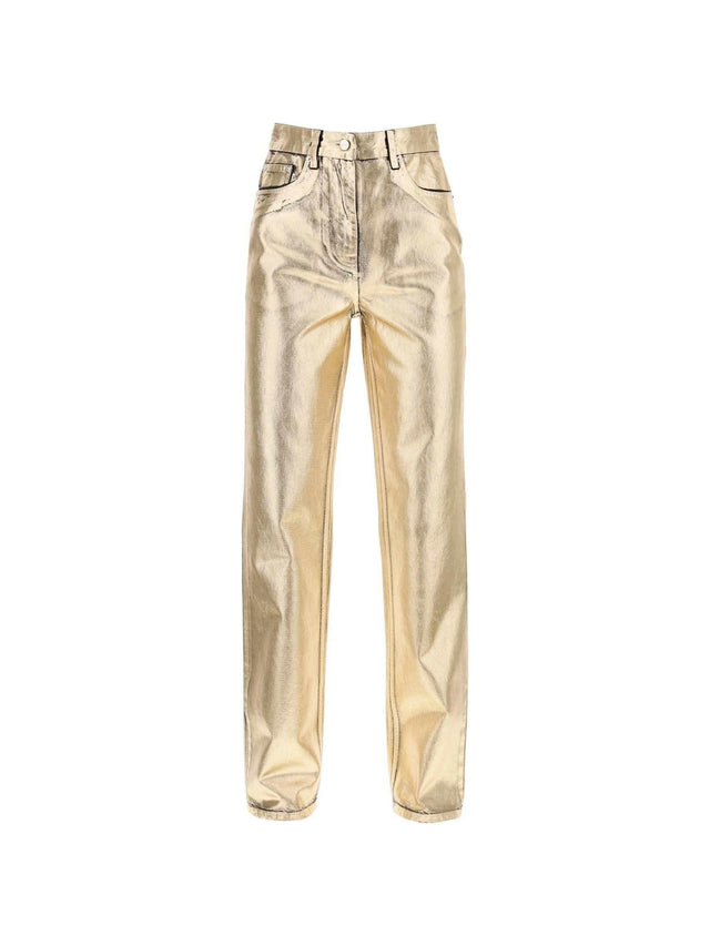 Gold Laminated Denim Jeans FERRAGAMO JOHN JULIA.