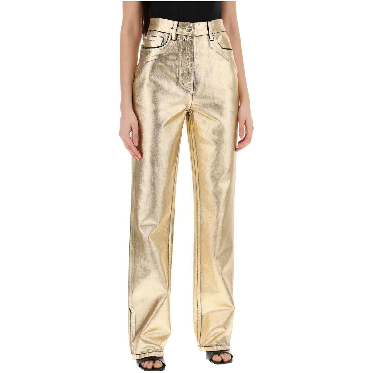 Gold Laminated Denim Jeans FERRAGAMO JOHN JULIA.