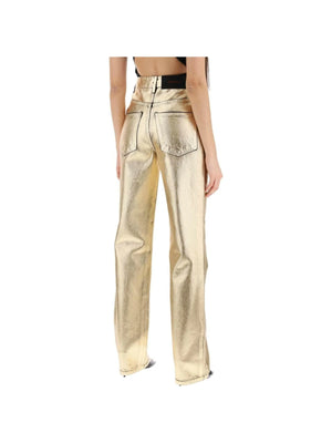 Gold Laminated Denim Jeans FERRAGAMO JOHN JULIA.