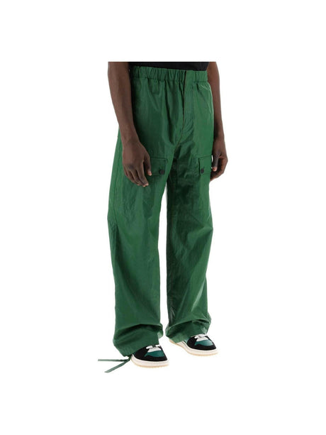 FERRAGAMO-Green Linen Coated Pants-JOHN JULIA