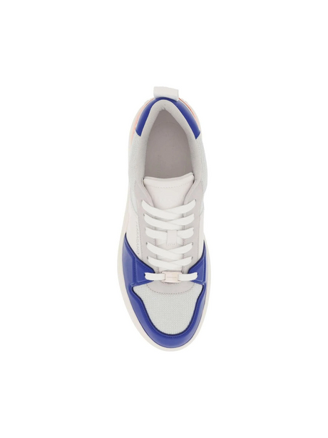 White, Grey and Lapis Lazuli Low Cut Sneakers FERRAGAMO JOHN JULIA.