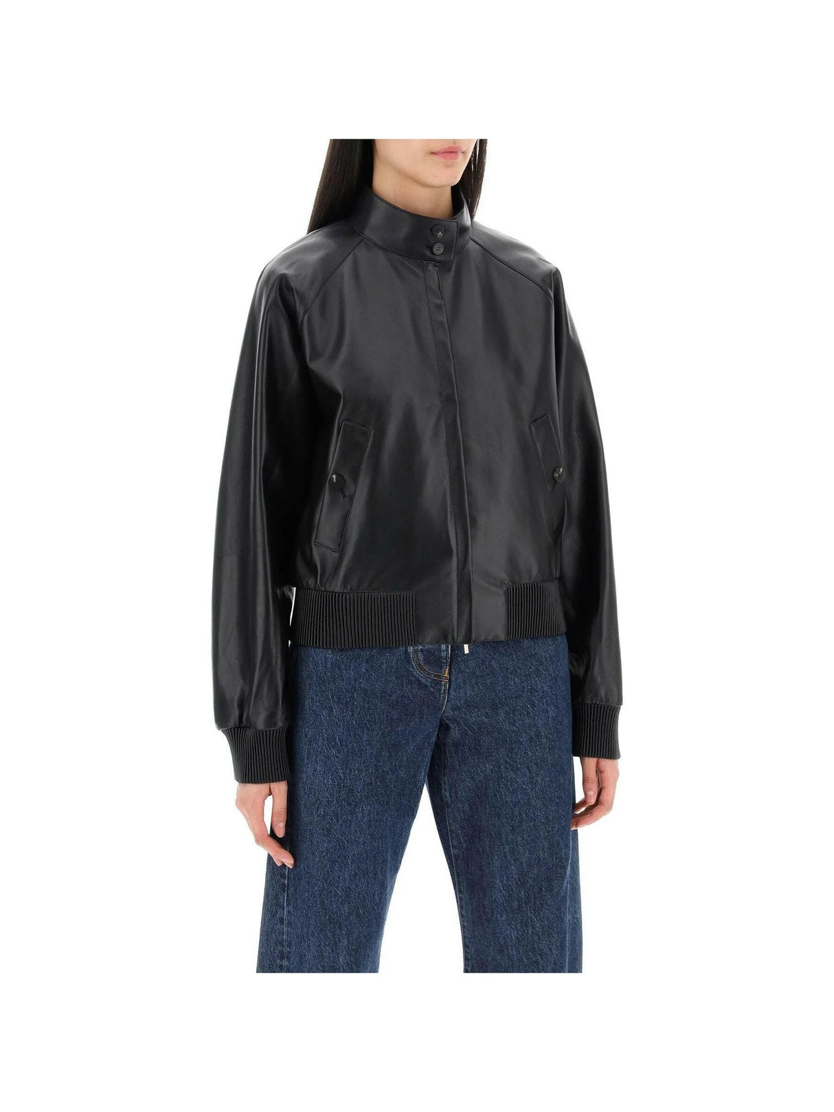 High-Neck Leather Jacket FERRAGAMO