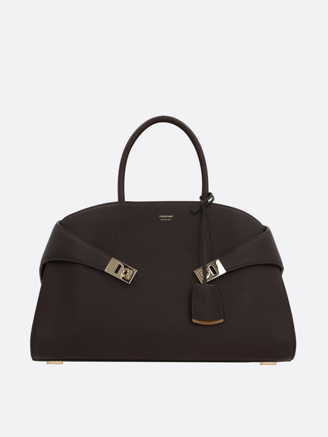 Hug Medium Grainy Leather Handbag-FERRAGAMO-JOHN JULIA