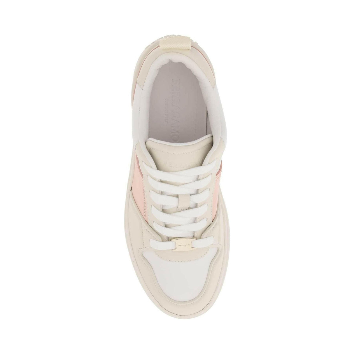 Pink and Mascarpone Dennis Smooth Leather Sneakers FERRAGAMO JOHN JULIA.