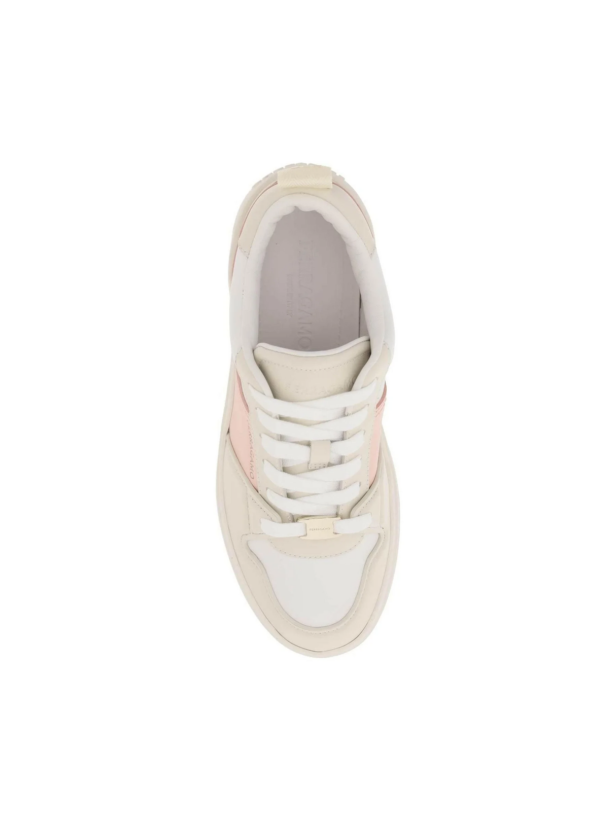 Pink and Mascarpone Dennis Smooth Leather Sneakers FERRAGAMO JOHN JULIA.