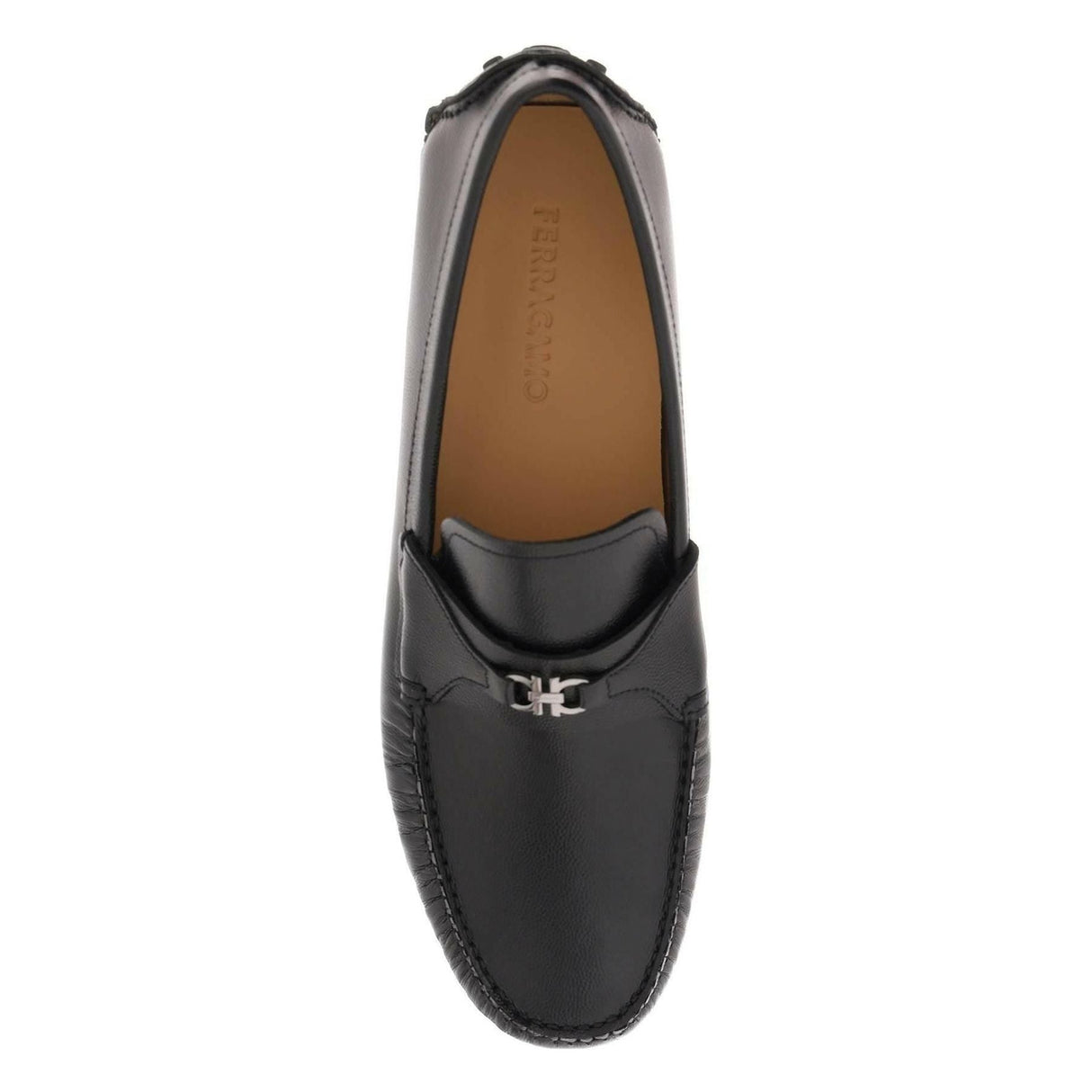 Black Leather Gancini Drivers FERRAGAMO JOHN JULIA.