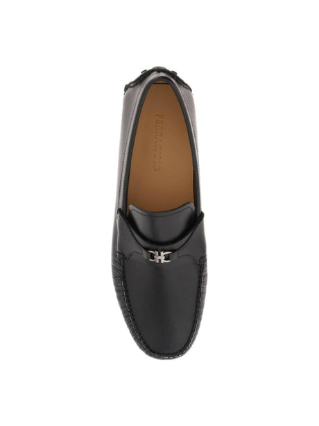 Black Leather Gancini Drivers FERRAGAMO JOHN JULIA.